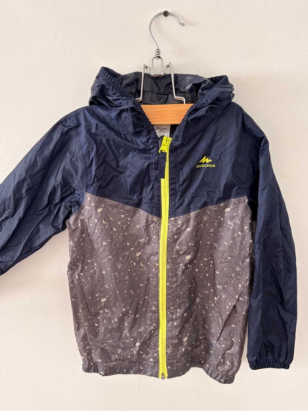 Decathalon Kids' Navy & Gray Hooded Jacket with Yellow Zip